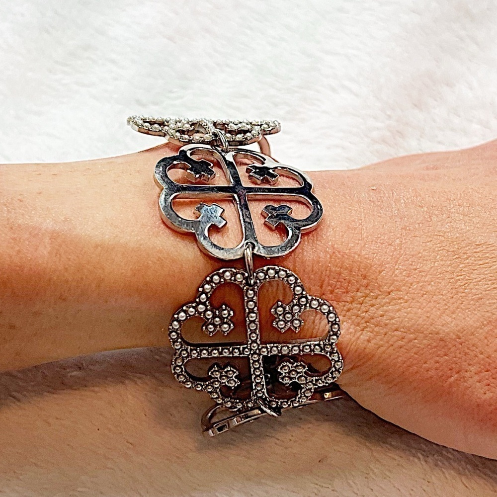 Valeska Vintage Celtic Silver Metal Adjustable Clasp Bracelet Rare